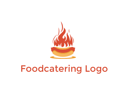 sizzling flame on hot dog Logo