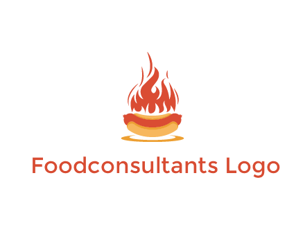 sizzling flame on hot dog Logo