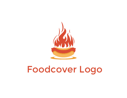 sizzling flame on hot dog Logo