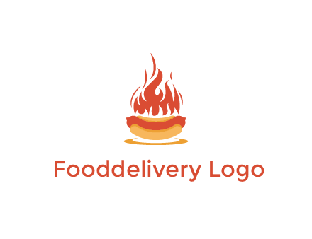 sizzling flame on hot dog Logo