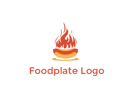 sizzling flame on hot dog Logo