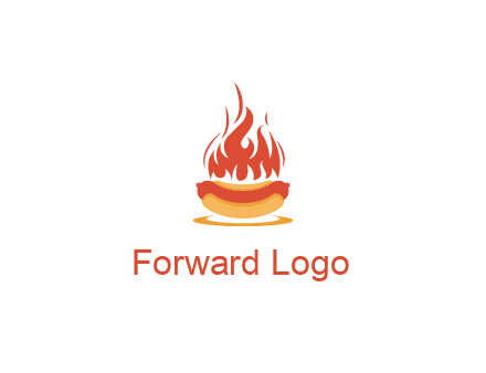sizzling flame on hot dog Logo