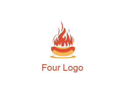 sizzling flame on hot dog Logo