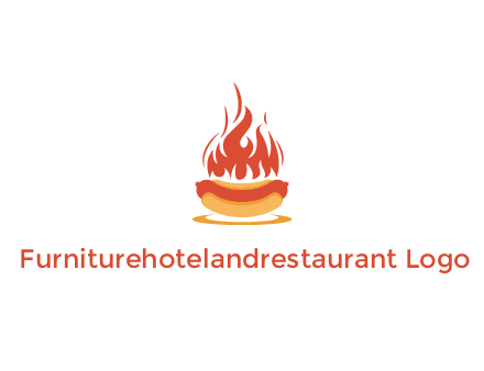 sizzling flame on hot dog Logo