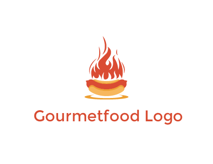 sizzling flame on hot dog Logo