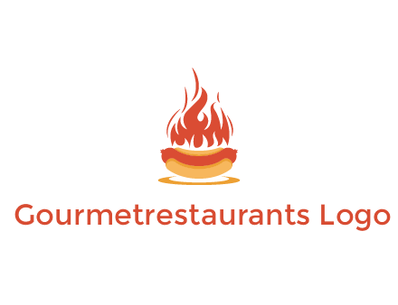 sizzling flame on hot dog Logo