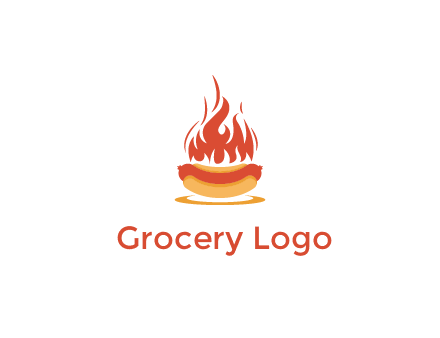 sizzling flame on hot dog Logo
