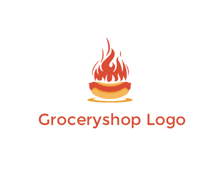 sizzling flame on hot dog Logo