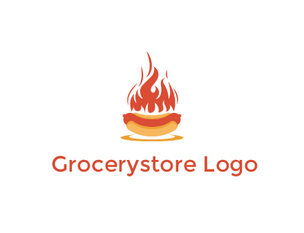 sizzling flame on hot dog Logo