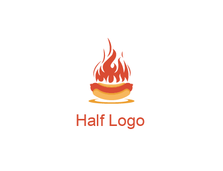sizzling flame on hot dog Logo