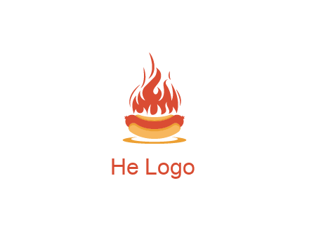 sizzling flame on hot dog Logo