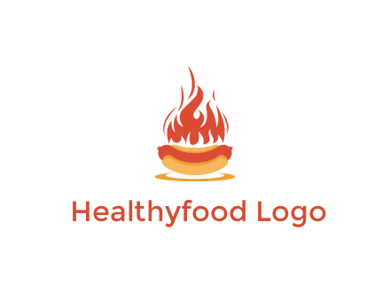sizzling flame on hot dog Logo