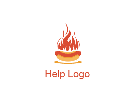 sizzling flame on hot dog Logo