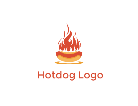 sizzling flame on hot dog Logo