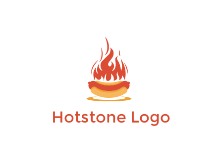 sizzling flame on hot dog Logo