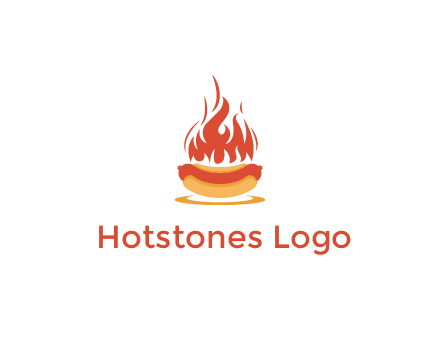 sizzling flame on hot dog Logo