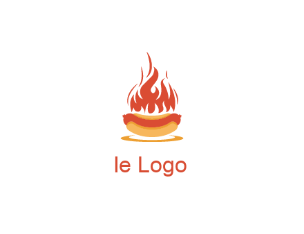 sizzling flame on hot dog Logo