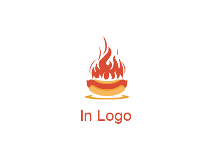 sizzling flame on hot dog Logo