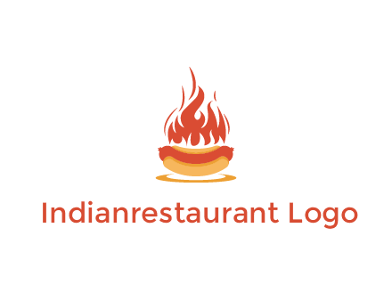 sizzling flame on hot dog Logo
