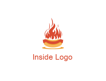 sizzling flame on hot dog Logo