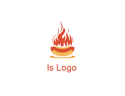 sizzling flame on hot dog Logo