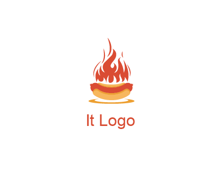 sizzling flame on hot dog Logo