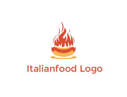 sizzling flame on hot dog Logo