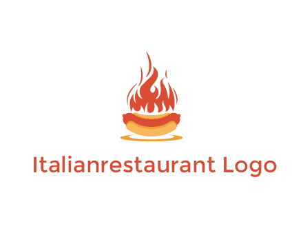 sizzling flame on hot dog Logo