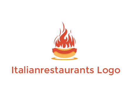 sizzling flame on hot dog Logo