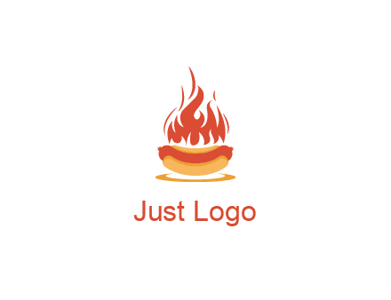 sizzling flame on hot dog Logo