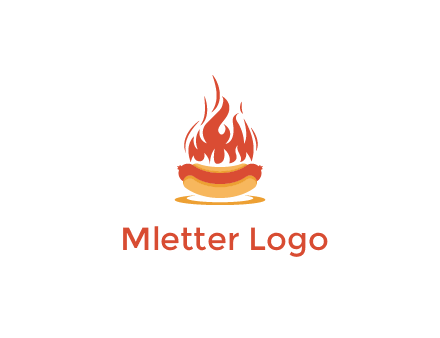 sizzling flame on hot dog Logo