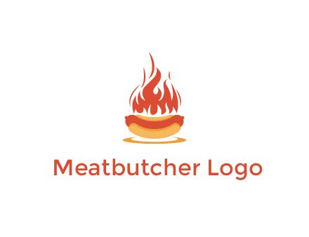 sizzling flame on hot dog Logo