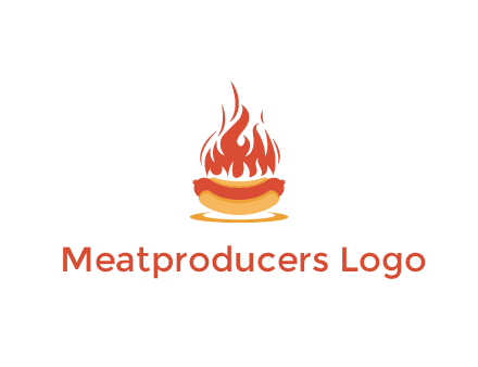 sizzling flame on hot dog Logo