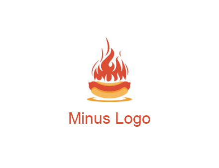 sizzling flame on hot dog Logo