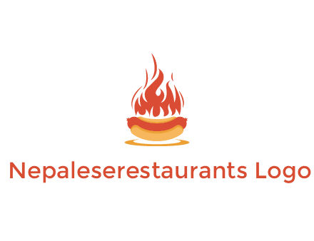 sizzling flame on hot dog Logo