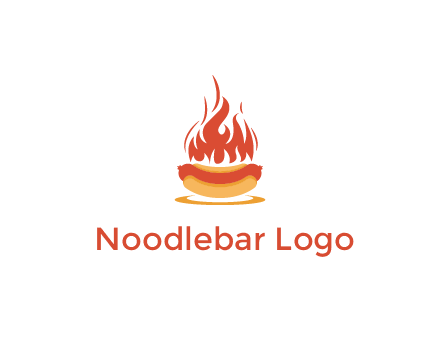 sizzling flame on hot dog Logo