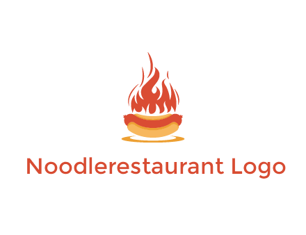 sizzling flame on hot dog Logo