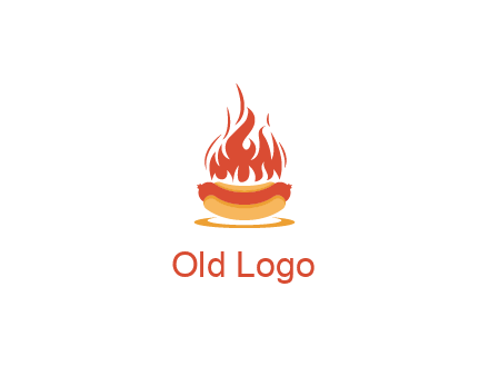 sizzling flame on hot dog Logo