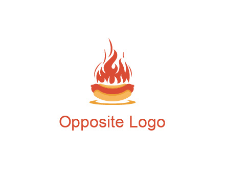 sizzling flame on hot dog Logo
