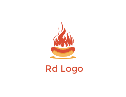 sizzling flame on hot dog Logo