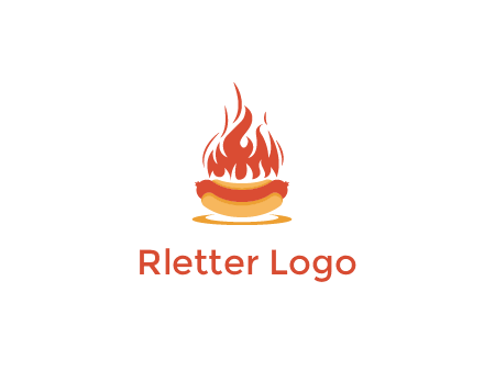 sizzling flame on hot dog Logo