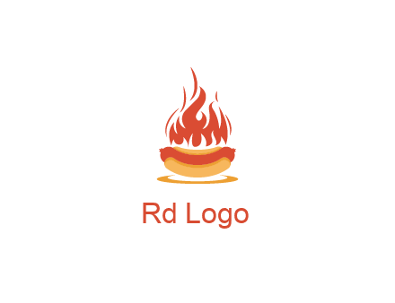 sizzling flame on hot dog Logo