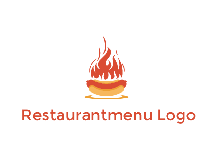 sizzling flame on hot dog Logo