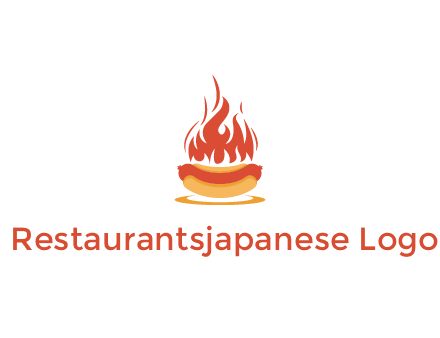 sizzling flame on hot dog Logo