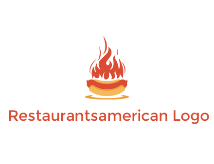 sizzling flame on hot dog Logo