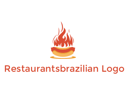 sizzling flame on hot dog Logo