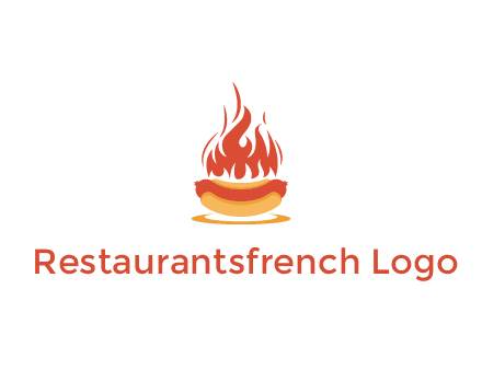 sizzling flame on hot dog Logo