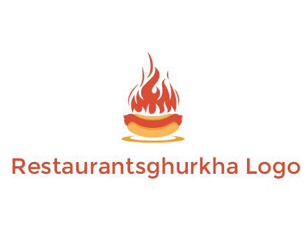 sizzling flame on hot dog Logo