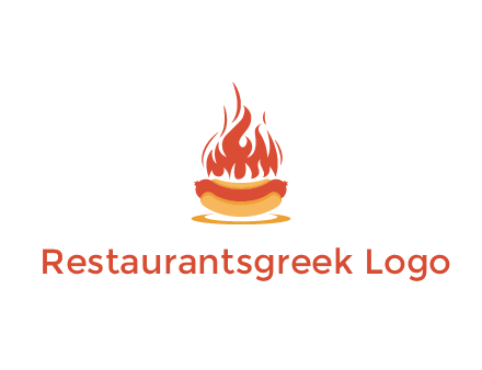 sizzling flame on hot dog Logo