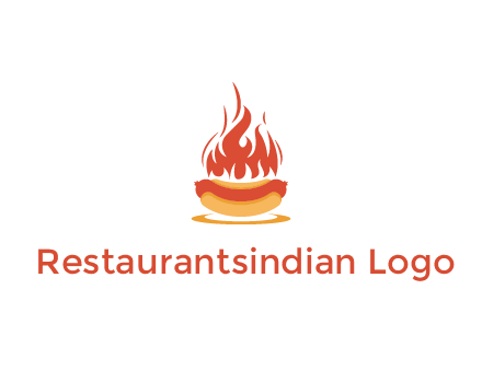 sizzling flame on hot dog Logo